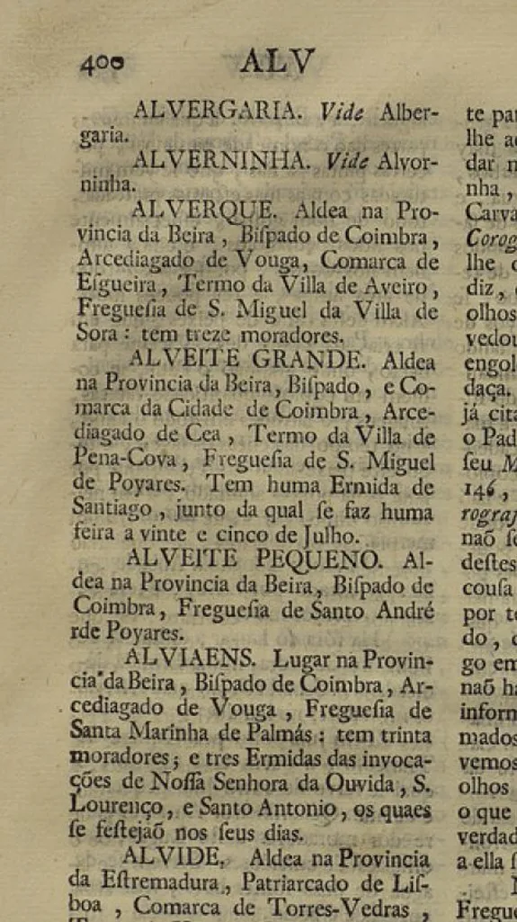 Imagem retirada de CARDOSO, Luiz, Diccionario geografico, ou noticia historica de todas as cidades, villas, lugares, e aldeas, rios, ribeiras, e serras dos Reynos de Portugal, e Algarve. Disponível online em: https://purl.pt/13938